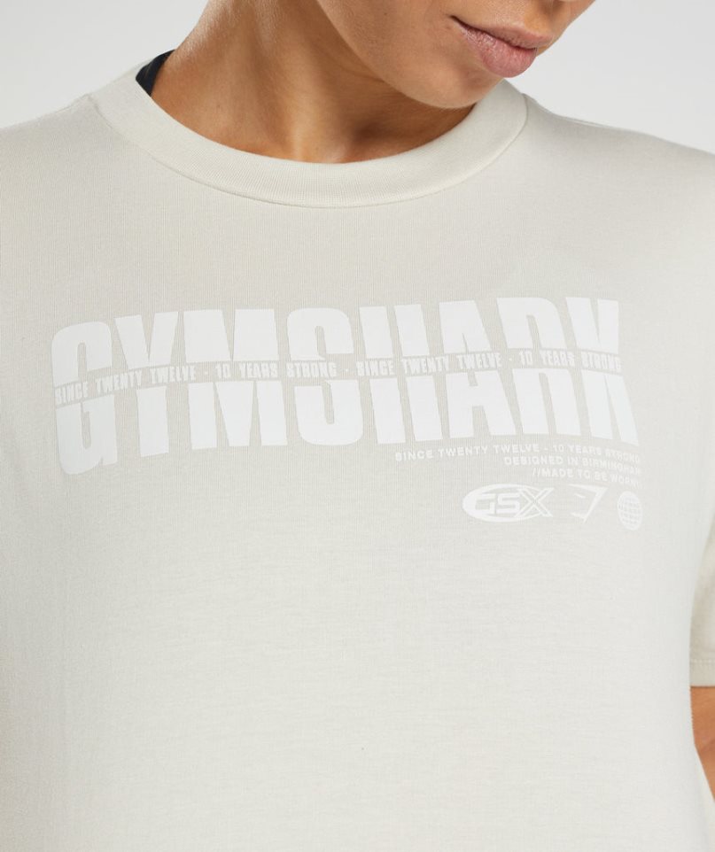 Women's Gymshark GS10 Year Midi Cropped Tops Cream | CA 0A186D